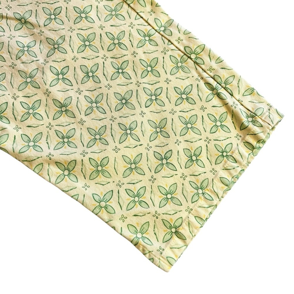 Talbots Stretch Capris Yellow Green Pattern Size … - image 3